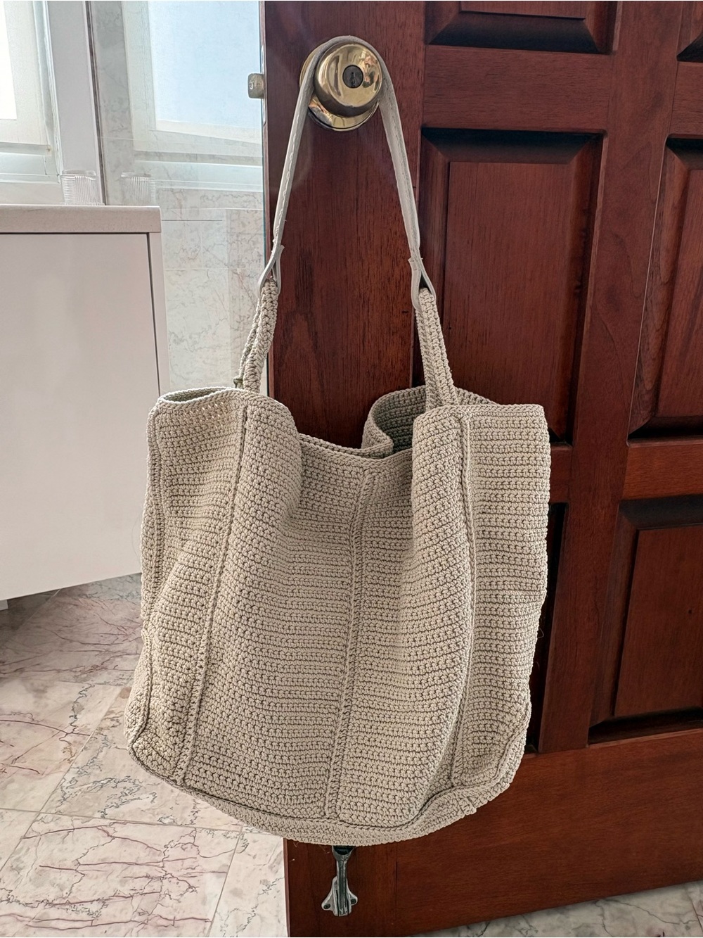 The Sak Los Feliz Medium hobo Tan Crochet Tote Bag